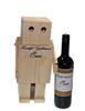 Houten wijnkist Robot met wijn met naametiket