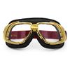 Ediors retro goud, zwart leren motorbril Glaskleur: Helder