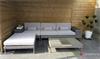 Design loungeset bank met rvs onderstel grijs 