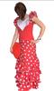 Spaanse flamenco jurk dames Deluxe rood/wit Maat 42, lengte