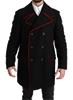 Dolce & Gabbana Black Red Wool Stretch Trenchcoat Jacket IT5