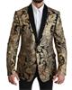 Dolce & Gabbana Black Gold Jacquard Lace Jacket Blazer IT52