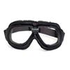 CRG retro, black leather motor goggles Colour glasses: Clear