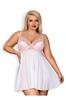 Babydoll Wit Roze Girlly Maat: 2XL