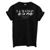 Azuka Dames t-shirt La Maison print Zwart korte mouw rock fi