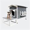 Hondenhok huisje met terras binnen/buiten hout