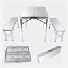 Opvouwbare campingtafel alu met 2 banken in zilver 90x66x70c
