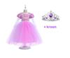 Rapunzel paars/roze jurk Deluxe + Gratis Kroon Labelmaat 100