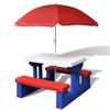 Kinderpicknicktafel met banken en parasol meerkleurig - grat