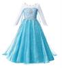 Elsa jurk blauw Glamour met ster + GRATIS kroon 3-4 jaar, le
