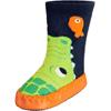 Playshoes soksloffen marine groen kikker