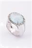 Gouden entourage ring met aquamarijn en diamanten
