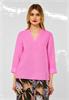 Linnen blouse met 3/4-mouwen - Cool pink 42