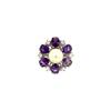 Witgouden ring met parel, amethist en diamant 14 krt