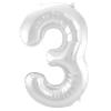 Folie Ballon Cijfer 3 Zilver Metallic XL 86cm leeg