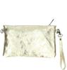 MELISSA Italiaans leren clutch goud met afneembaar schouderr