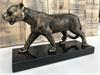 1 Sculpture Leopard, massief ijzer, brons look met marmeren