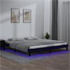 vidaXL Cadre de lit à LED Noir 150x200 cm Très grand Bois ma