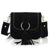 Schoudertas Jill zwart - tas van imitatiesuede - glad leer -