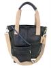 Flores Lederwaren zwarte leren shopper met canvas accenten