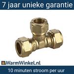 Knelfitting messing, T-koppeling  28x28x28mm