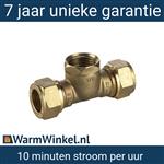 Knelfitting messing, T-koppeling 22x1/2bnx22