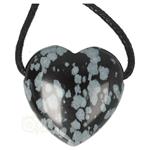 Sneeuwvlok Obsidiaan doorboorde hart hanger ± 3 cm Nr 18
