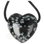 Sneeuwvlok Obsidiaan doorboorde hart hanger ± 3 cm Nr 17