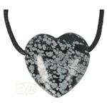 Sneeuwvlok Obsidiaan doorboorde hart hanger ± 3 cm Nr 16