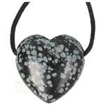 Sneeuwvlok Obsidiaan doorboorde hart hanger ± 3 cm Nr 12