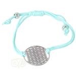 Armbandje: Flower of Life aan koordje (turkoois)