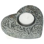 Hartvorm kaars- en wierookhouder zeepsteen grijs