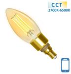 Kaarslamp E14 4.5W WiFi + Bluetooth CCT 2700K-6500K | Smartlamp C35 - warmwit - daglichtwit filament