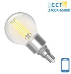 Kogellamp E14 4.5W WiFi + Bluetooth CCT 2700K-6500K | Smartlamp G45 - warmwit - daglichtwit filament