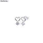 Zilveren mini witte zirkonia hart studs
