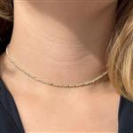 Zilveren choker ketting gele opaal zilveren 2 mm balletjes