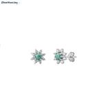 Zilveren turquoise en witte cz zon studs