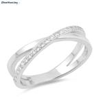 Zilveren cross ring witte cz