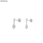 Zilveren rhodium vork lepel cz studs, oorstekers