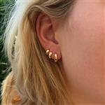 Zilveren ronde huggie hoops 3.5mm breed 14k geel goud verguld