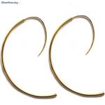 Zilveren grote design haak oorbellen 18k geel goud verguld