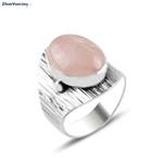 Zilveren roze kwarts ring handgemaakt