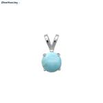 Zilveren kleine ronde blauwe larimar edelsteen kettinghanger