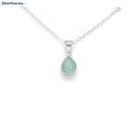 Zilveren druppel groene chalcedoon ketting