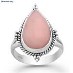 Zilveren pink drop opaal ring