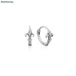 Zilveren mini huggie hoops fleur de lis