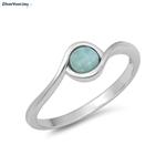 Zilveren larimar oog ring