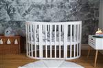 Multifunctioneel  OVAAL 7 in 1 Babybed / peuterbed incl. matras - Wit Wit