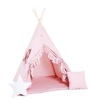 TIPI tent Pink met volants en accessoires TIPI + 2 kussens + mat