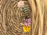 Diadeem leather flower - leren bloemetjes - khaki kleur diadeem - roze / groen / bruin / paars / oke